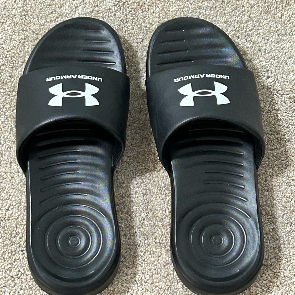 Under Armour Black Slides with Logo
